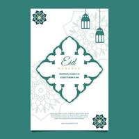 islamisches ereignis eid mubarak kartenrahmenhintergrund einfaches flaches design vektor