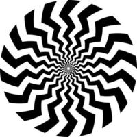 die optische Täuschung des Volumens. runder Vektor isoliertes Schwarz-Weiß-Muster auf weißem Hintergrund. Kreise aus schwarzen und weißen Wechselstreifen, die ineinander verschachtelt sind.