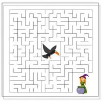 Labyrinth für Kinder Krähe und Hexe mit Kessel vektor
