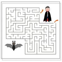 spiel für kinder gehen durch das labyrinth, dracula und die fledermaus vektor