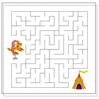 ein logisches Spiel für Kinder, passieren Sie das Labyrinth. Tiger im Zirkus