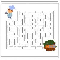 ein Logikspiel für Kinder, gehen Sie durch das Labyrinth, kochen Sie in der Küche vektor