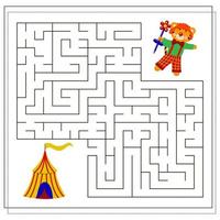 ein logisches Spiel für Kinder, passieren Sie das Labyrinth. Tiger im Zirkus, vektor
