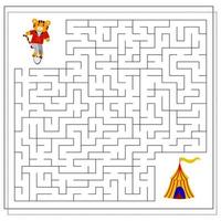 ett logiskt spel för barn, passera labyrinten. tiger på cirkus vektor
