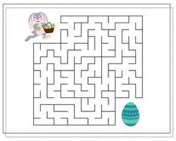 Logikspiel für Kinder durch das Labyrinth gehen. Hilf dem Hasen mit dem Korb zum Osterei den Weg zu finden. vektor