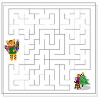ett logiskt spel för barn. slutföra labyrinten. en tiger på det nya året, en tiger på julen vektor