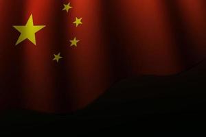 viftande Kina flagga med gradient banner. Amerikas land tecken. kinesisk nationell symbol. realistisk mall för affisch. vektor illustration