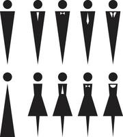 Toilettenbeschilderungsset für Männer und Frauen. WC-Symbol. schwarze Silhouetten von Menschen. Vektor-Illustration vektor