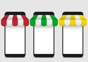 realistisk 3d svart smartphone med baldakin mockup samling isolerad på bakgrunden. modern mobiltelefon samling med kopia utrymme. online shopping teknik vektor illustration