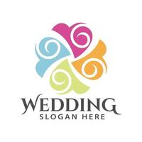 färgglada bukett bröllop blommor logotyp designmall inspiration vektor
