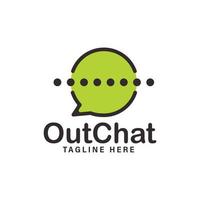 out chat grüne linie kommunikation logo design geschäftsvorlage vektor