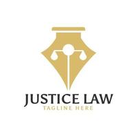 Entwurfsvorlage für das Logo des Anwaltsgesetzes für die Rechtsprechung mit Stift vektor