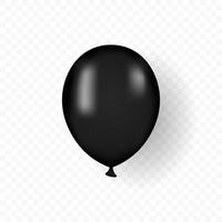 helium svart ballong på transparent bakgrund. mockup rund ballong. luftbollspresent för att fira jubileum, fest, födelsedag. blank realistisk svart ballong. 3d ballong. isolerade vektor illustration.