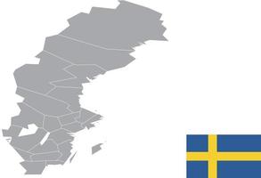Schweden Karte. Schweden-Flagge. flache Symbol-Symbol-Vektor-Illustration vektor