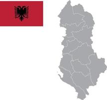 Albanien Karte. Albanien-Flagge. flache Symbol-Symbol-Vektor-Illustration vektor