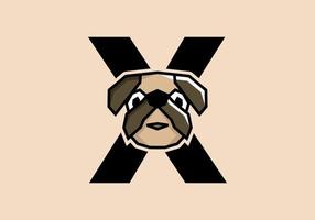 x Anfangsbuchstabe mit süßem Hundekopf vektor
