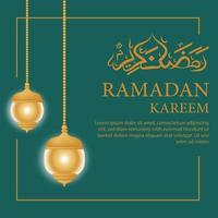 ramadan kareem gratulationskort med 3d lykta vektor