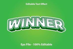 Gewinner-Texteffekt mit grüner Farbe bearbeitbar. vektor