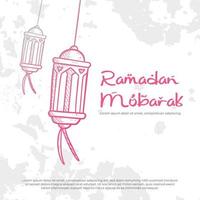 hand gezeichnete skizzenart ramadhan laternenlampenillustration für ramadan mubarak grußfeier vektor