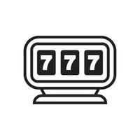 Online-Spielautomat mit Glückssieben-Jackpot-Symbolvorlage in schwarzer Farbe editierbar. Online-Spielautomat mit Lucky Sevens Jackpot Symbol flache Vektorillustration für Grafik- und Webdesign. vektor