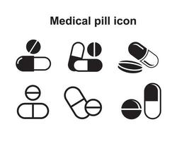 Symbolvorlage für medizinische Pille in schwarzer Farbe editierbar. flache Vektorillustration des Symbols für medizinische Pille für Grafik- und Webdesign. vektor