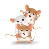 Karikatur der Persönlichkeit mit drei kleinen Ratten vektor