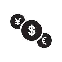 Dollar-Euro-Yen-Download-Icon-Vorlage in schwarzer Farbe editierbar. flache Vektorillustration des Dollar-Euro-Yen-Downloadikonensymbols für Grafik- und Webdesign. vektor