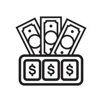 Casino-Chips und Stapel Papiergeld Bargeld Symbol Vorlage schwarze Farbe editierbar. Casino-Chips und Stapel Papiergeld Bargeld Symbol flache Vektorillustration für Grafik- und Webdesign. vektor