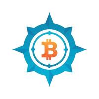 Symbol für Bitcoin-Kompass-Logo-Designvorlage vektor