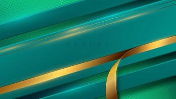 luxuriöser grüner hintergrund mit goldlinie und bandelement und glitzerlichteffektdekoration. vektor