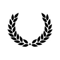 griechische Kränze und heraldisches rundes Element mit schwarzer kreisförmiger Silhouette. satz von lorbeer, feige und olive, siegespreisikonen mit blättern und rahmenillustration für grafik- und webdesign.
