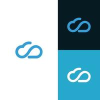 einfache Wolke Himmel Umriss Technologie Speicher Verbindung verbinden Vektor-Logo-Design