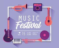 Musikfestivalplakat mit professionellen Instrumenten vektor