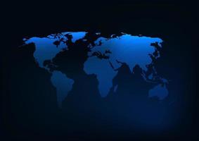 Futuristisk glödande mörkblå världskart silhuett vektor