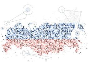 abstrakte geometrische kreispunktmusterpartikel russlandkarte mit nationalflaggenfarbe, vr-technologiefrieden beten und kriegskonzeptdesignillustration auf weißem hintergrund mit kopienraum stoppen vektor