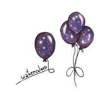 Nachthimmel in Ballons. aquarellillustration. vektor