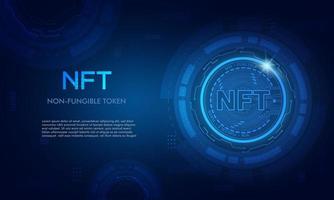 nicht fungibler token nft coin.bluie abstrakter technologiehintergrund. vektor