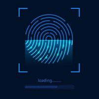 cybersecuritry concept.abstract blå teknik background.fingerprint scanner. vektor