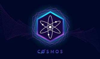 Kosmos-Atom-Goldmünze. Krypto-Währung. Digitaler Geldwechsel. vektor