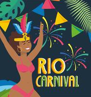 Weiblicher Karnevalstänzer auf Rio-Karnevalsplakat vektor