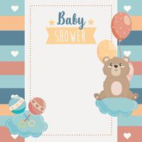 Babypartykarte mit betreffen Wolke mit Ballonen vektor