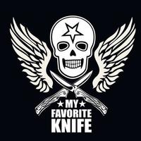 Aggressives Emblem mit Totenkopf und Messer, Grunge-Vintage-Design-T-Shirts vektor