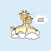 Nette Giraffe bereit zum Bett vektor