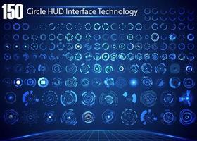 uppsättning cirkel abstrakt digital teknik ui futuristisk hud virtuella gränssnittselement sci-fi modern för temateknik, spelkontroll, element av bakgrundshi-tech eller design vektor