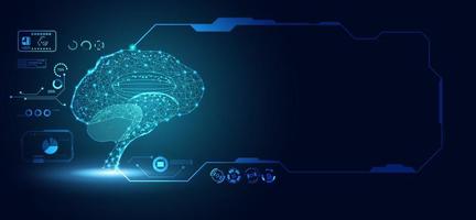 abstrakt teknologi ui futuristiskt koncept hjärnhologramelement av digitalt datadiagram, kommunikation, datoranvändning och cirkelprocent vitalitetsinnovation på högteknologisk framtidsdesignbakgrund vektor