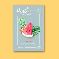 Frucht-Sommer-Aquarell-Party Einladung vektor