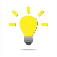 Cartoon-Stil minimales gelbes Glühbirnensymbol isoliert auf weißem Hintergrund. idee, lösung, geschäft, strategiekonzept. vektor