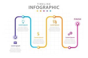 Infografik-Vorlage für Unternehmen. 5 Schritte modernes Zeitachsendiagramm mit Liniendiagramm, Präsentationsvektor-Infografik. vektor