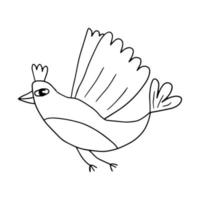 söt tecknad doodle flygande fantasy fågel isolerad på vit bakgrund. vektor