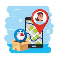 Smartphone GPS Standortverfolgung mit Call Center Agent vektor